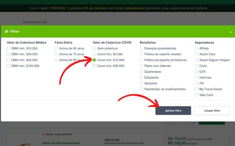 Filtros para escolher o melhor seguro viagem