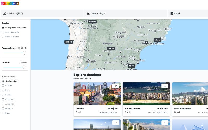 Kayak, principal buscador de passagem aérea