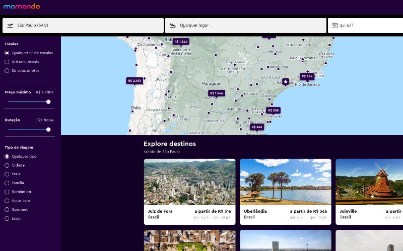 Momondo, outra plataforma para buscar passagens aéreas