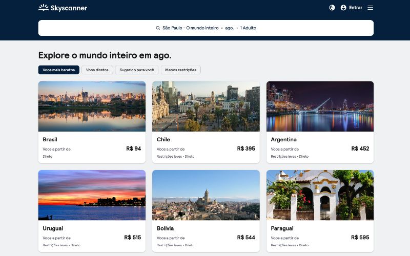 Skyscanner, principal buscador de passagens aéreas
