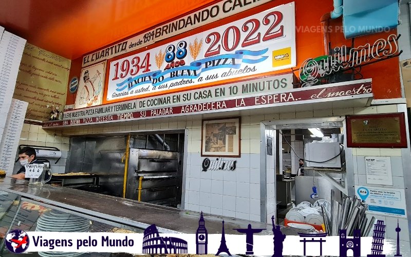 Balcão da Pizzeria El Cuartito em Buenos Aires