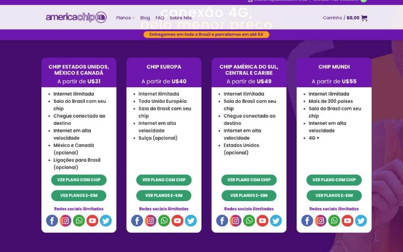 Quanto custa o eSim para viagens internacionais