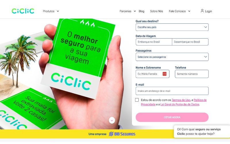 Página principal da Ciclic Seguros