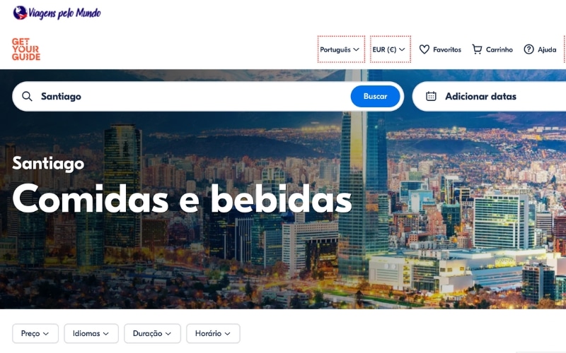 Plataforma Get your Guide Santiago