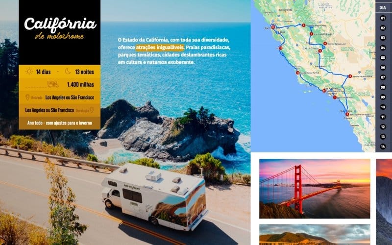 Roteiro pela Califórnia de Motorhome