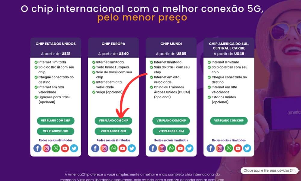 Página principal da America Chip