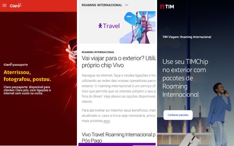 Plano de internet no exterior da operadoras brasileiras