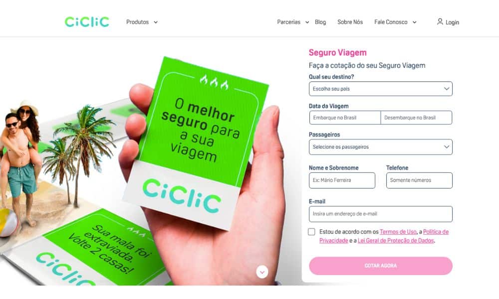 Página principal da Ciclic Seguros
