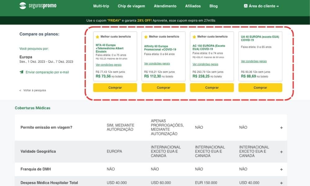 Preços dos planos mais indicados para Espanha