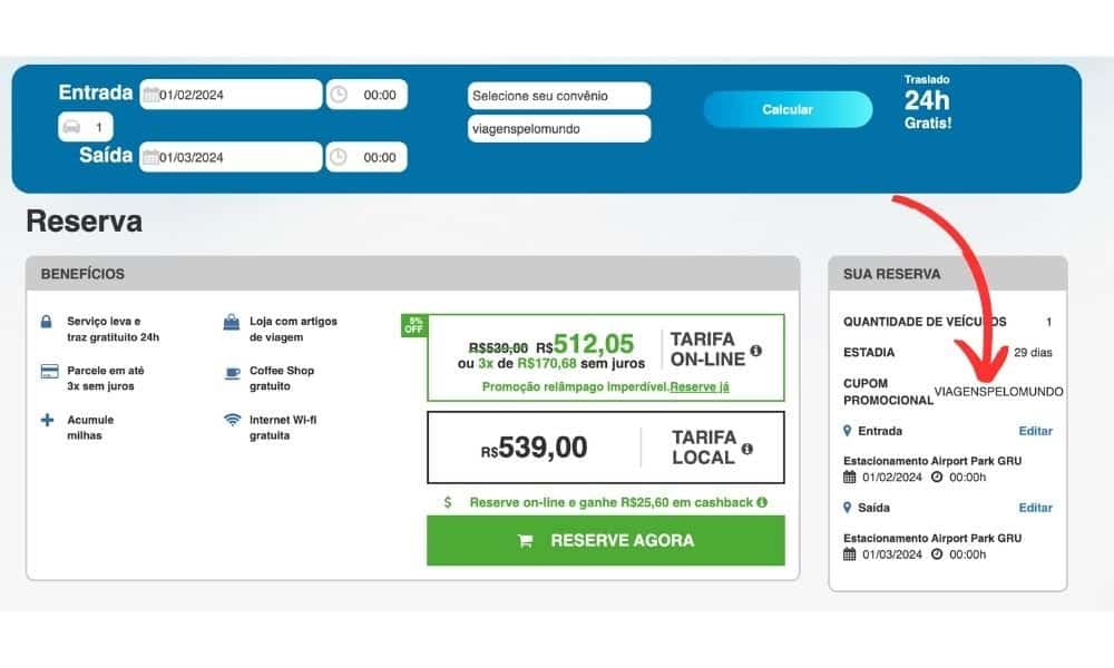 Como reservar no estacionamento