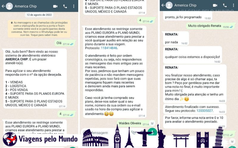 Suporte da America Chip via WhatsApp