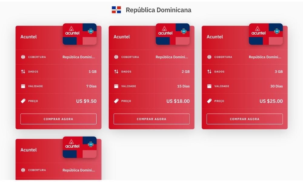 eSim disponíveis da Airalo para República Dominicana