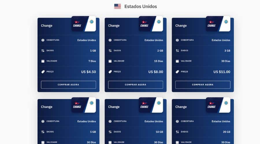 Planos disponíveis de eSIMs para comprar para Orlando