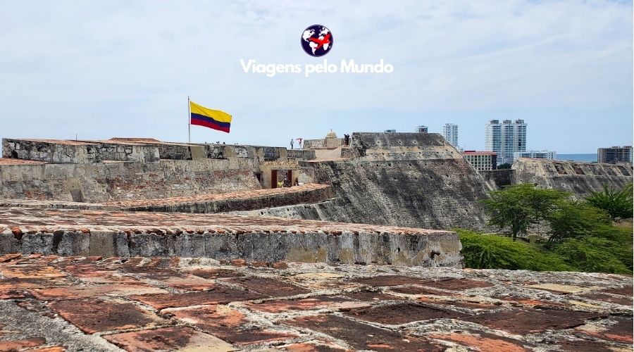 Vista do alto do Castelo San Felipe de Barajas em Cartagena
