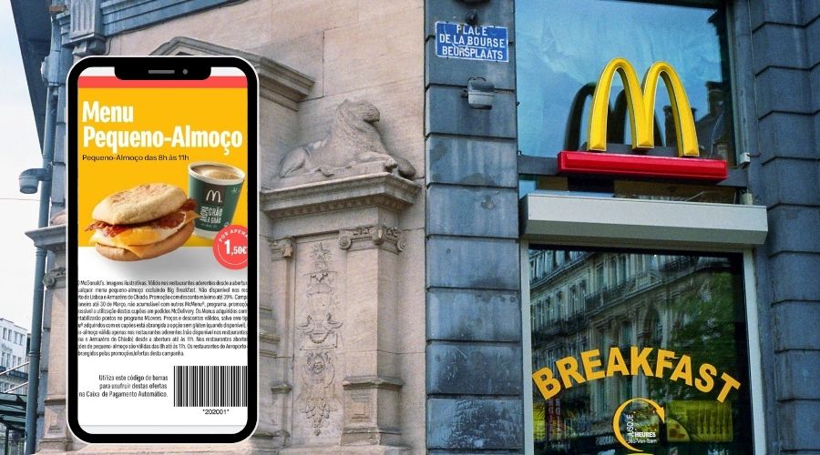 Menu de café da manhã do Mc Donalds em Lisboa