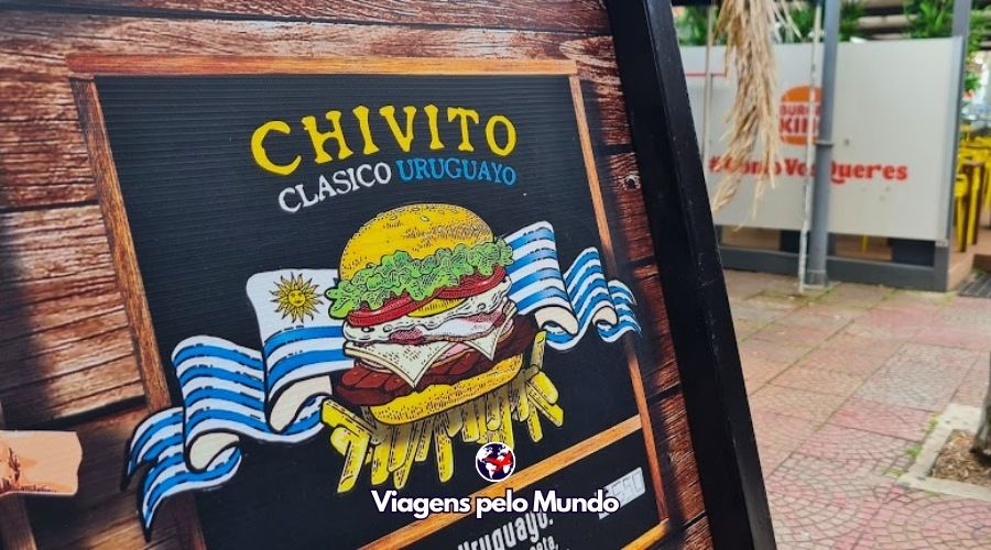 Banner do Chivito, o Clássico Uruguaio. Uma das comidas típicas do Uruguai.