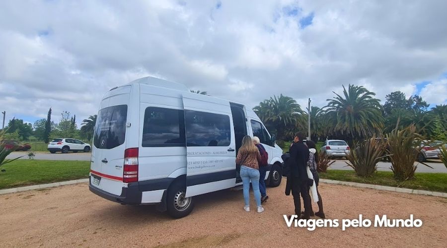 Van buscando turistas na Bodega Bouza.