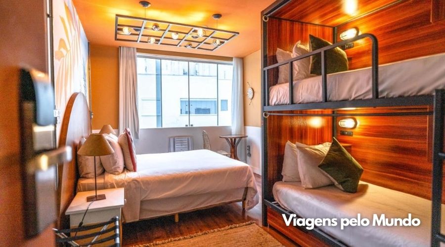 Um dos quartos compartilhados do Socialtel Copacabana.